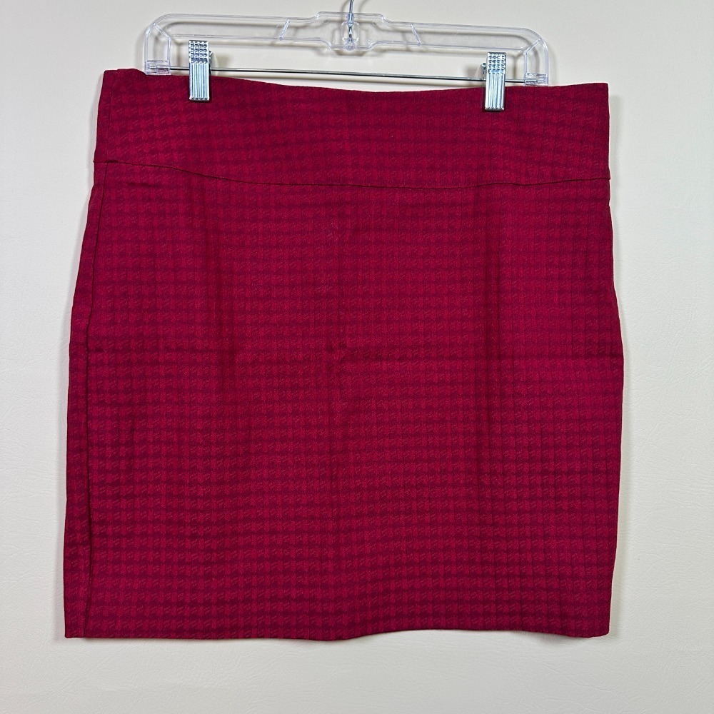MARGARET‎ M Plum Red Houndstooth Pencil Skirt XL P